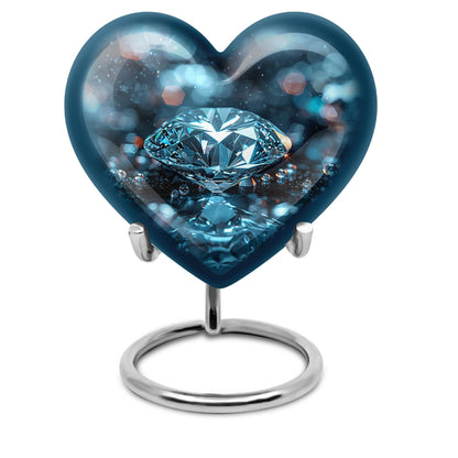 heart-shaped diamond cremation urn for ashes
