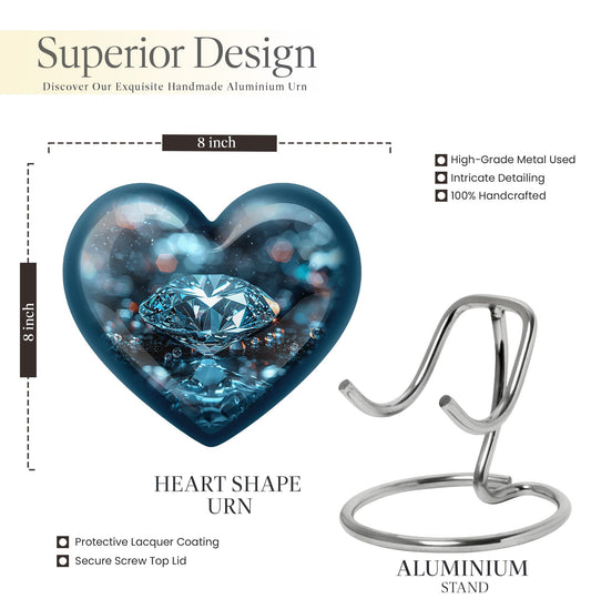 heart-shaped diamond cremation urn for ashes