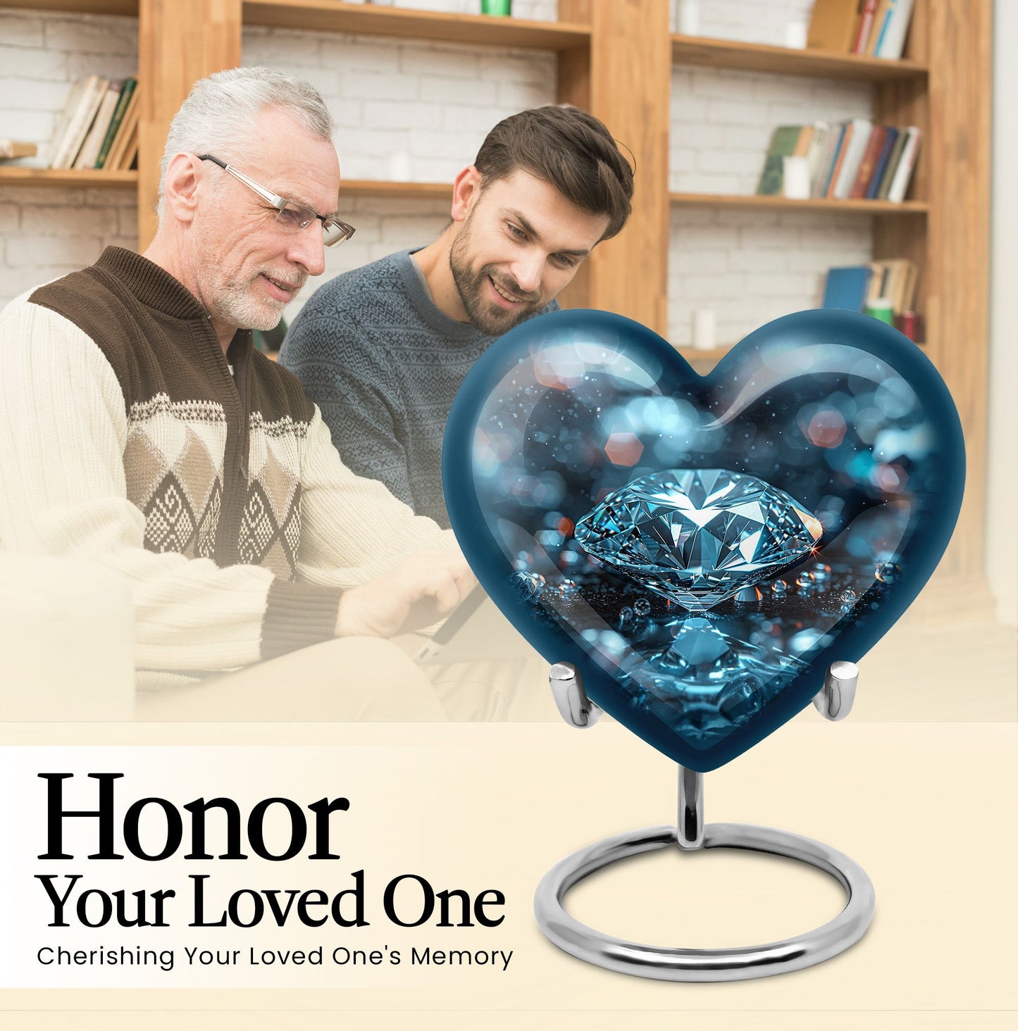 heart-shaped diamond cremation urn for ashes