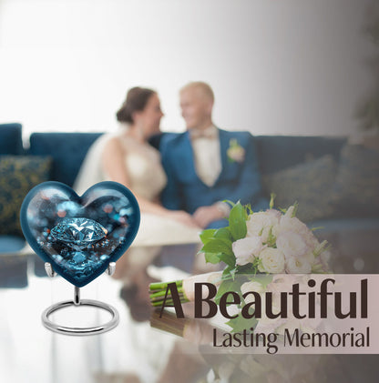 heart-shaped diamond cremation urn for ashes
