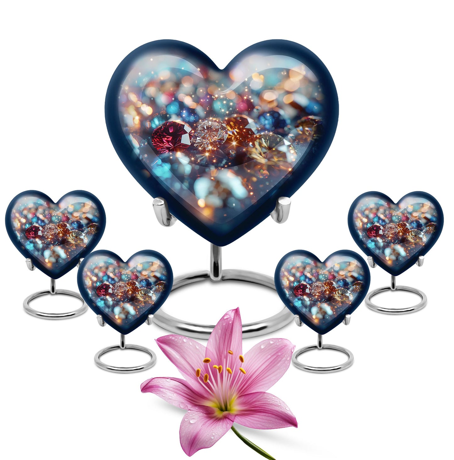 heart-shaped, 10-inch diamond Urn for ashes