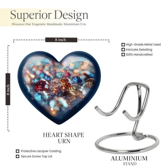 heart-shaped, 10-inch diamond Urn for ashes