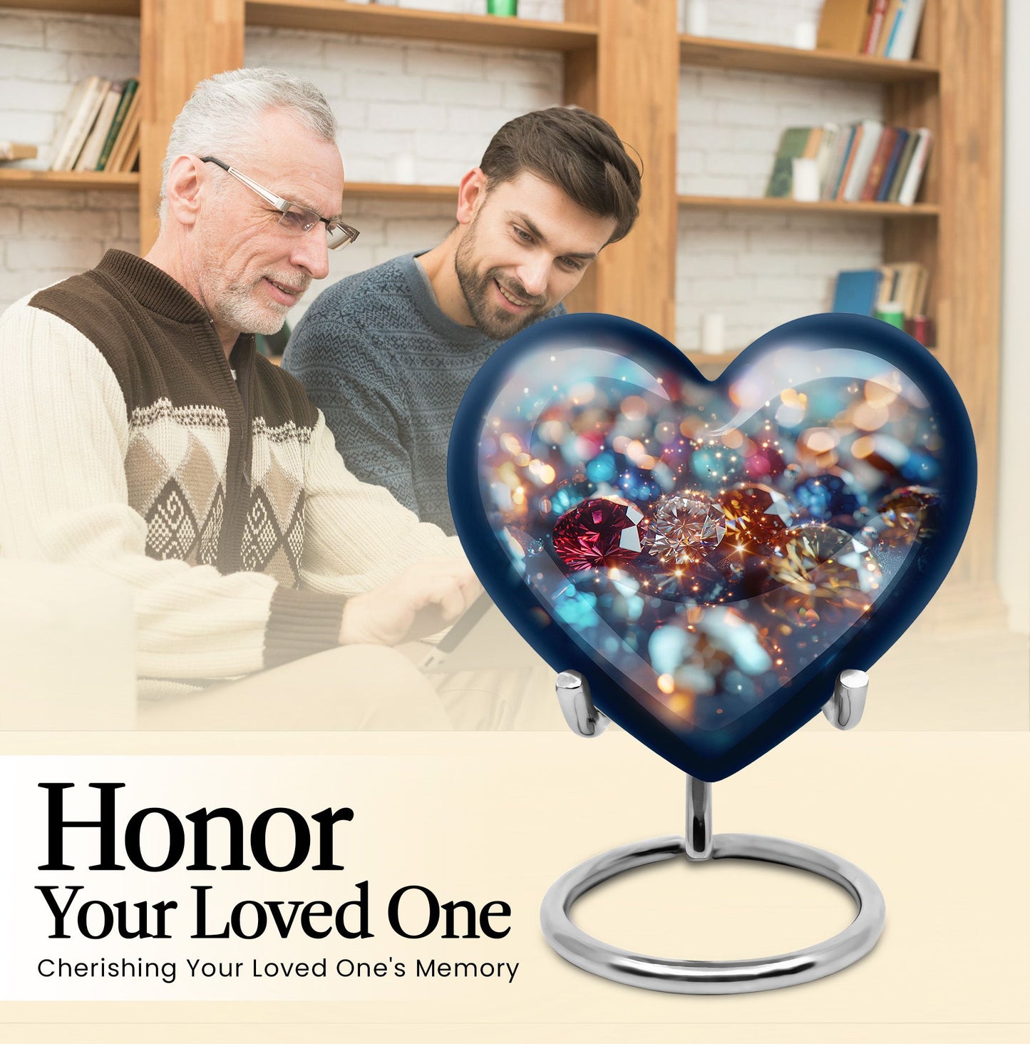 heart-shaped, 10-inch diamond Urn for ashes