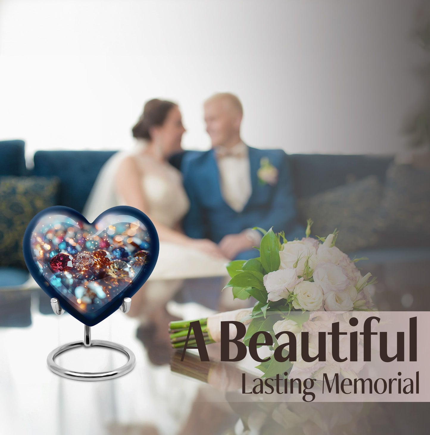 heart-shaped, 10-inch diamond Urn for ashes