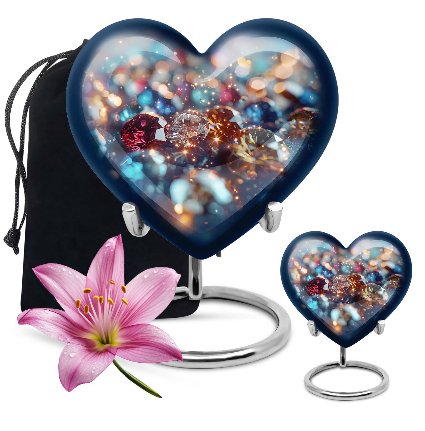 heart-shaped, 10-inch diamond Urn for ashes