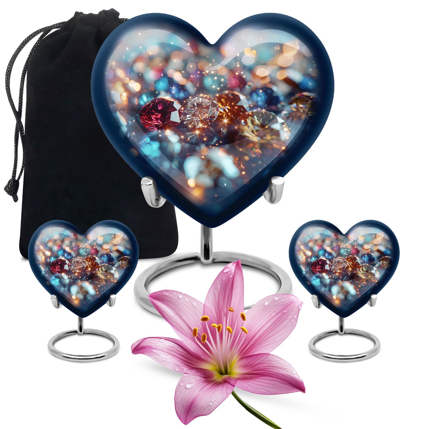 heart-shaped, 10-inch diamond Urn for ashes