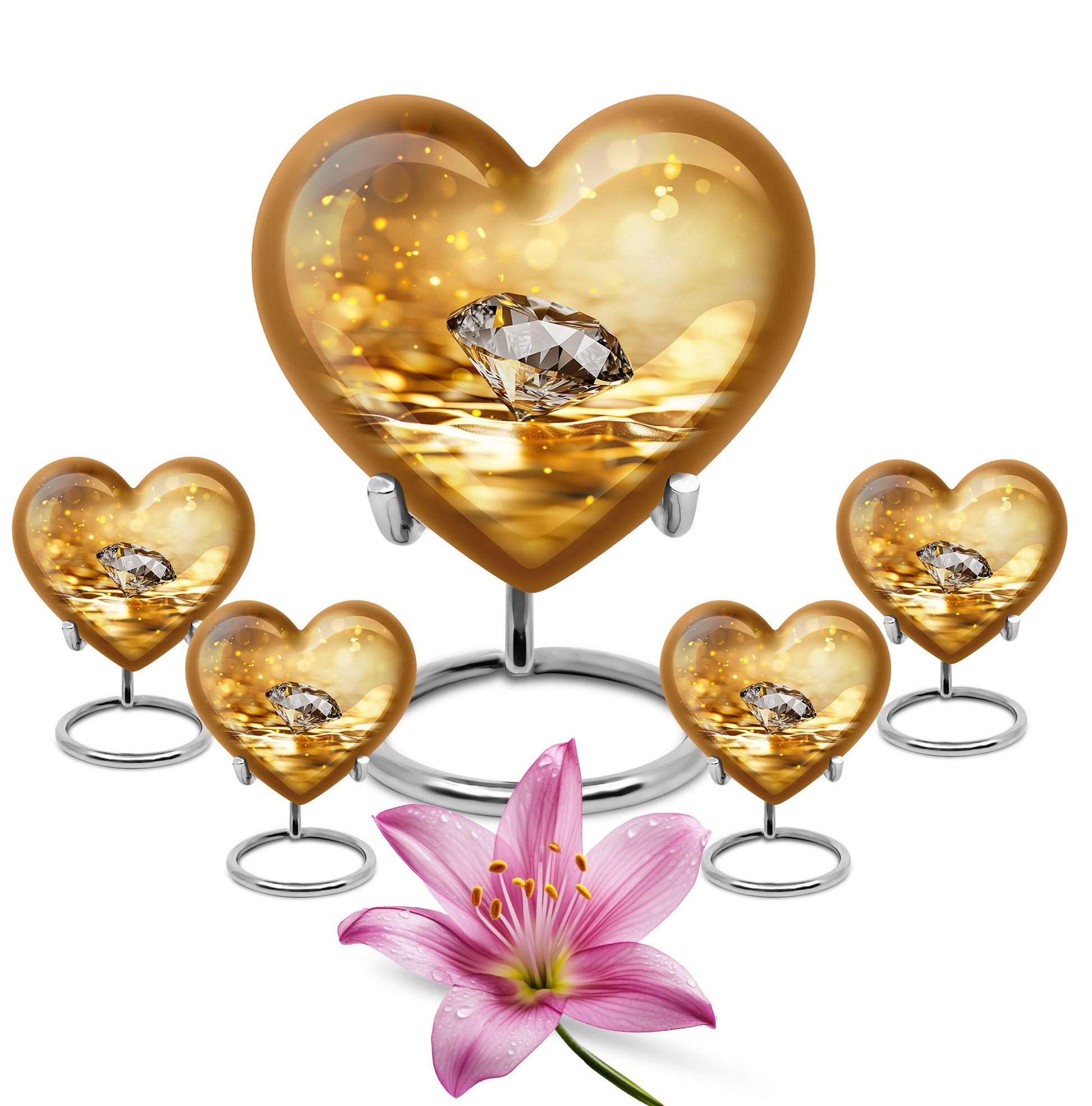 Heart-shaped diamond urn for men