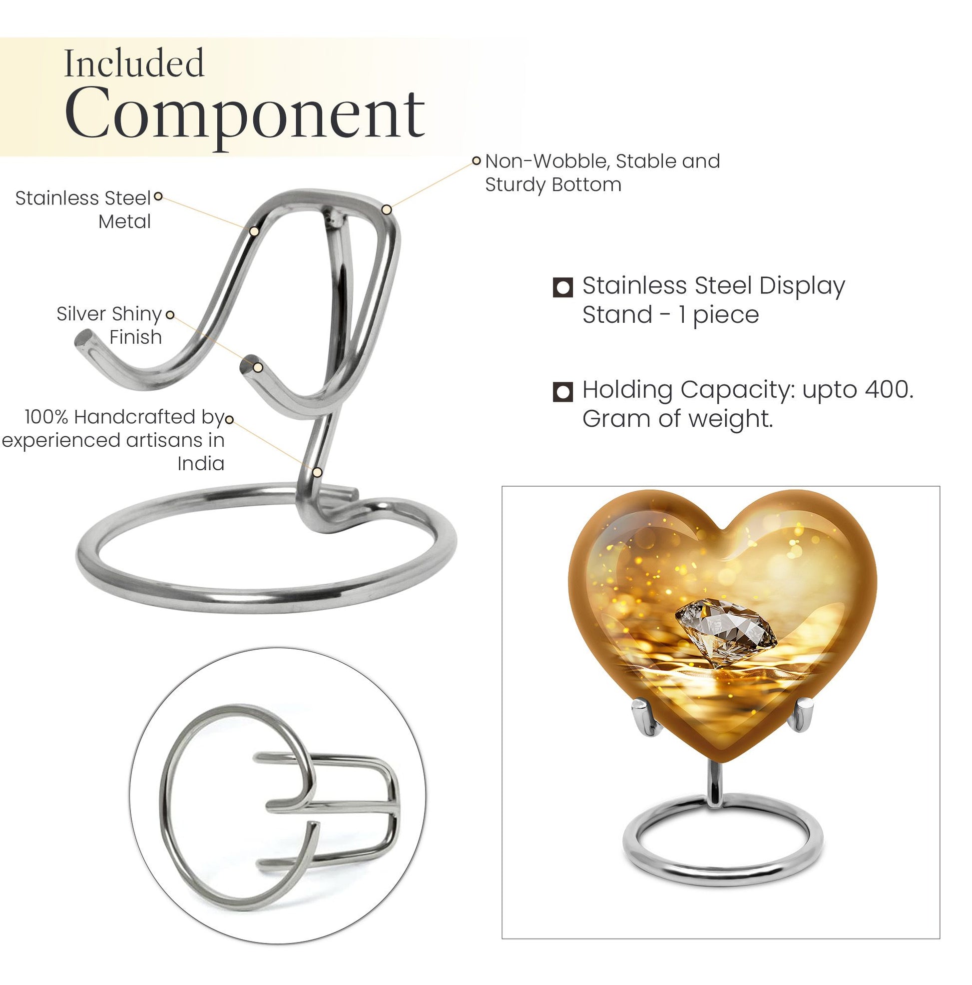 Heart-shaped diamond urn for men