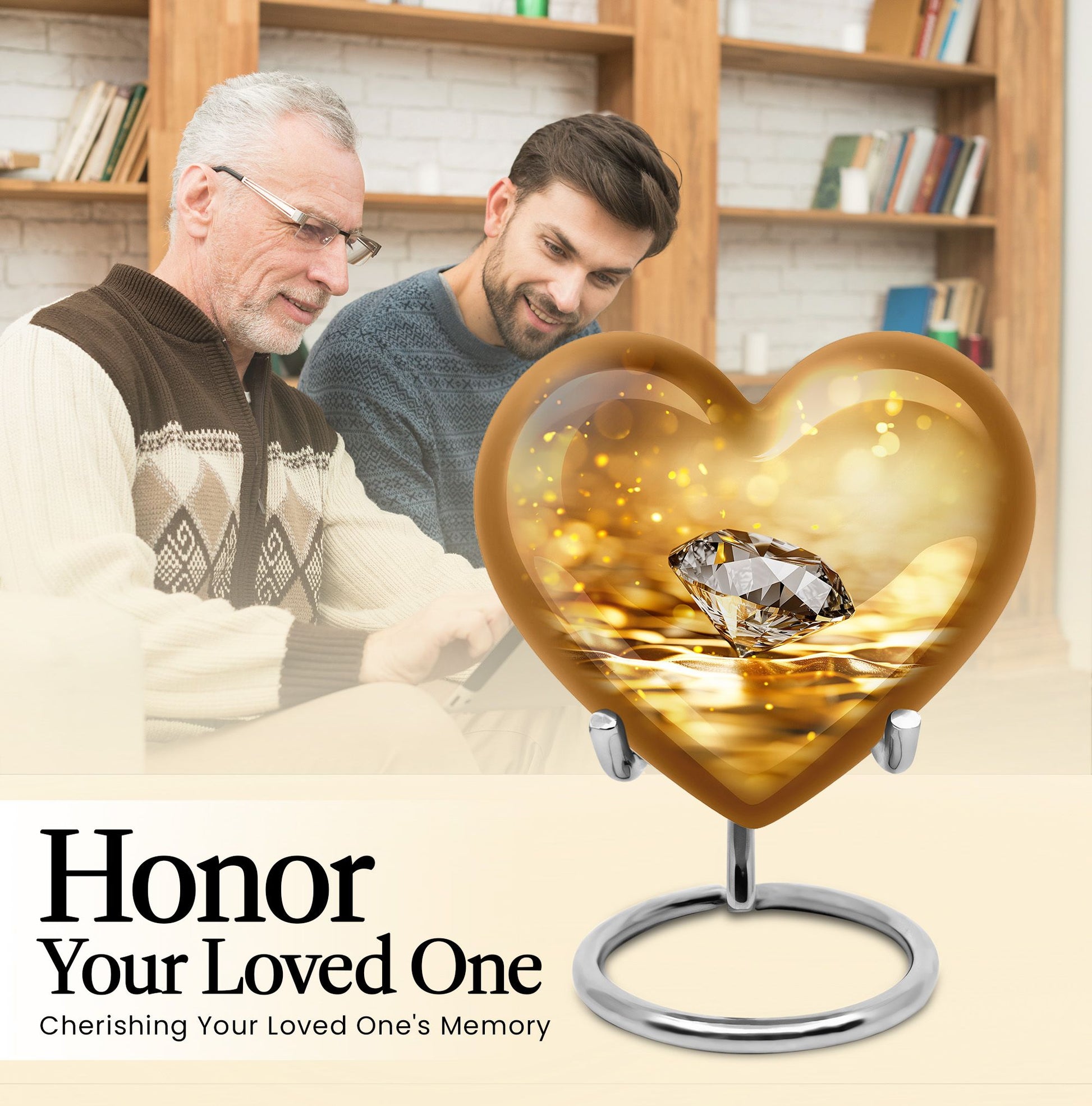 Heart-shaped diamond urn for men