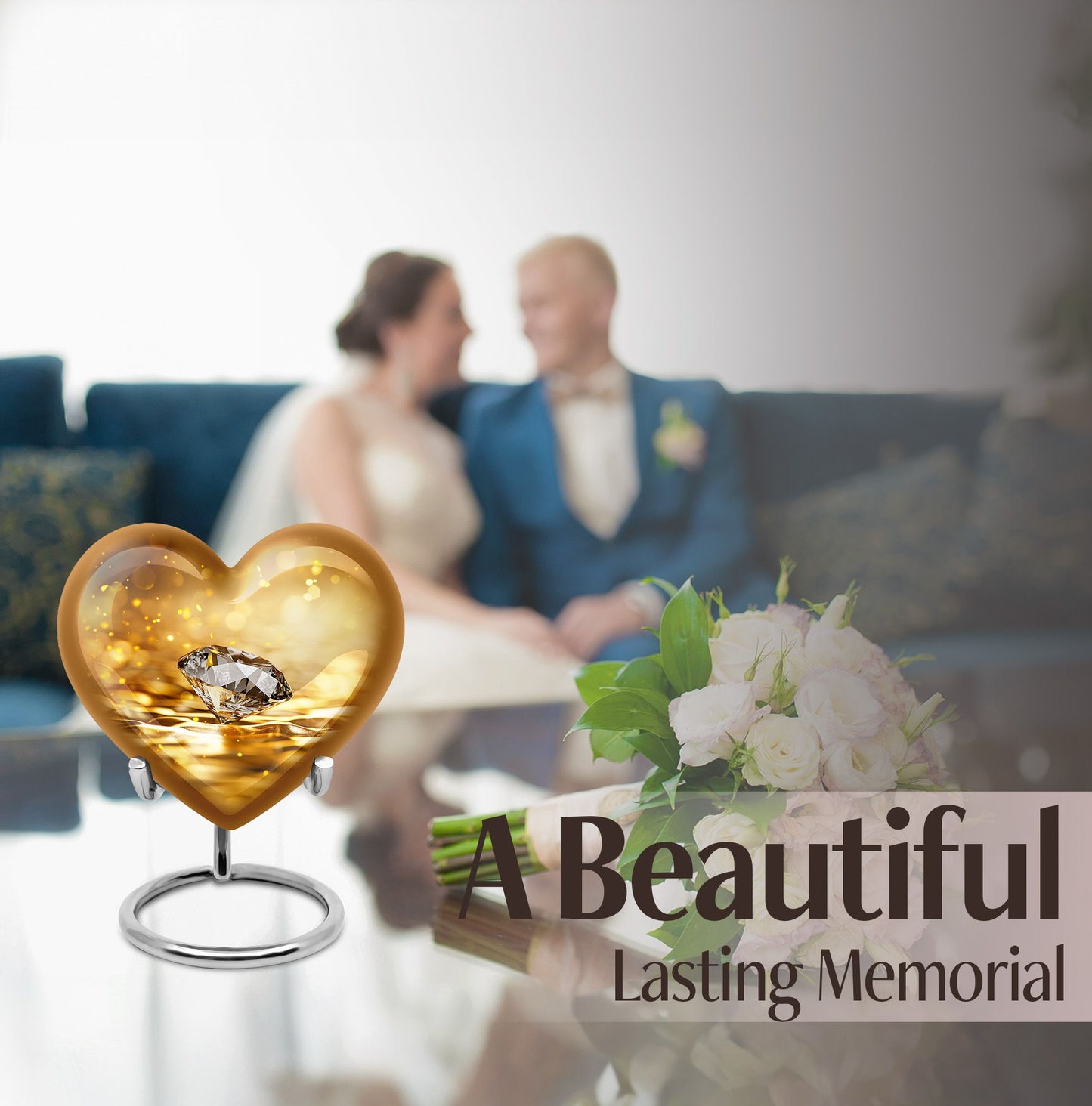 Heart-shaped diamond urn for men
