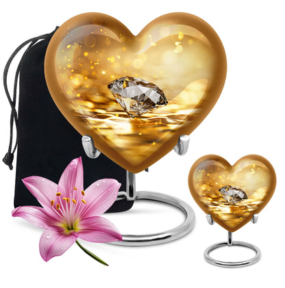 Heart-shaped diamond urn for men