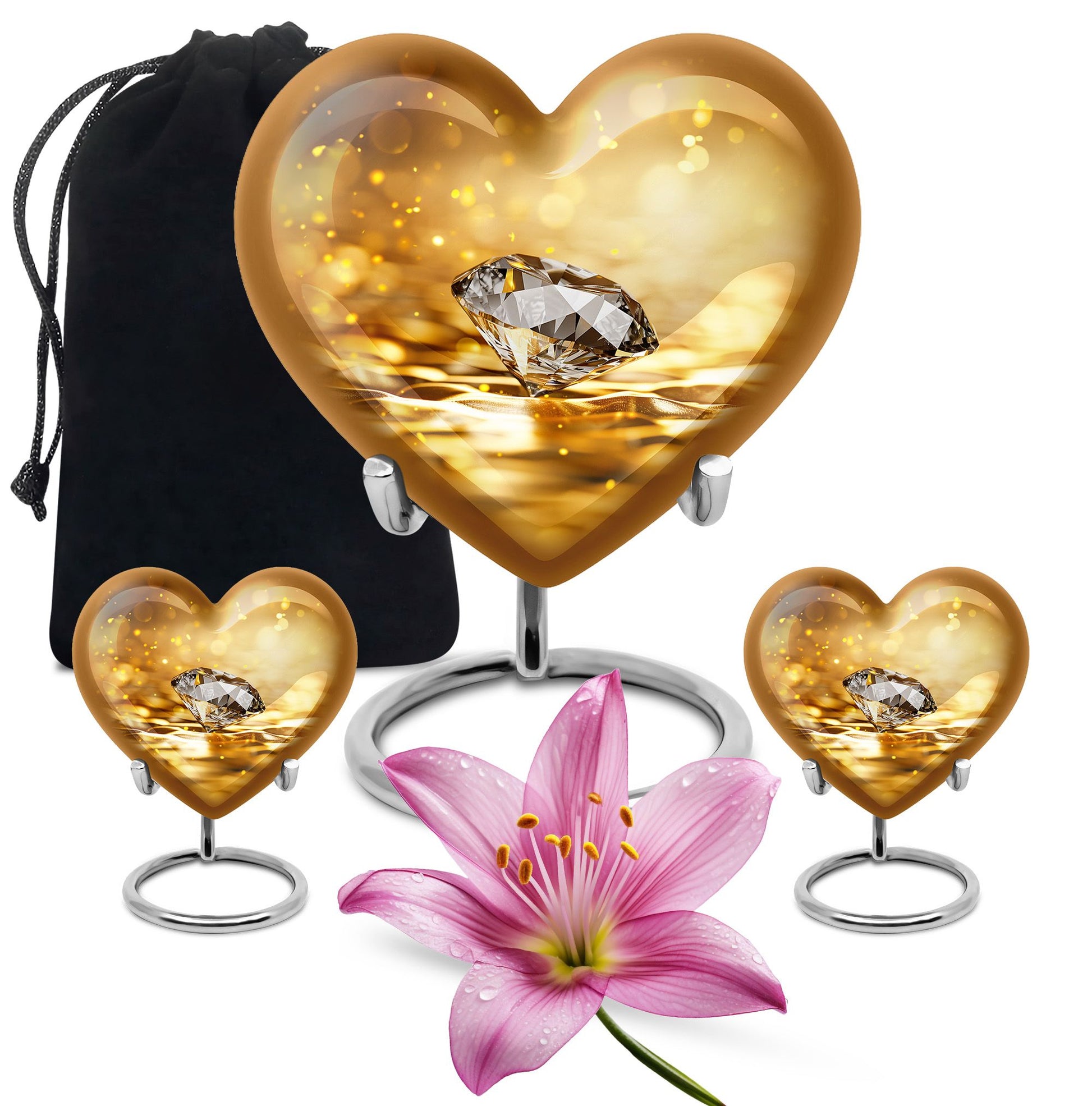 Heart-shaped diamond urn for men