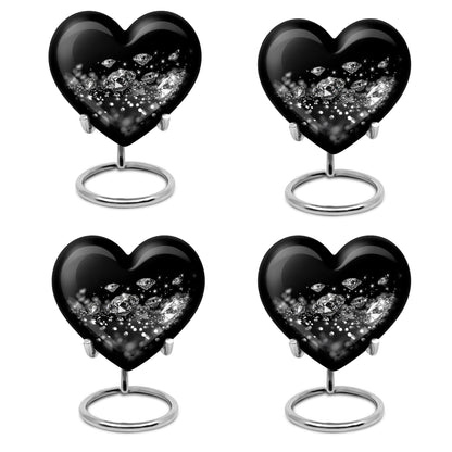 Large heart-designed diamond urn for ashes, customizable memorial burial urn