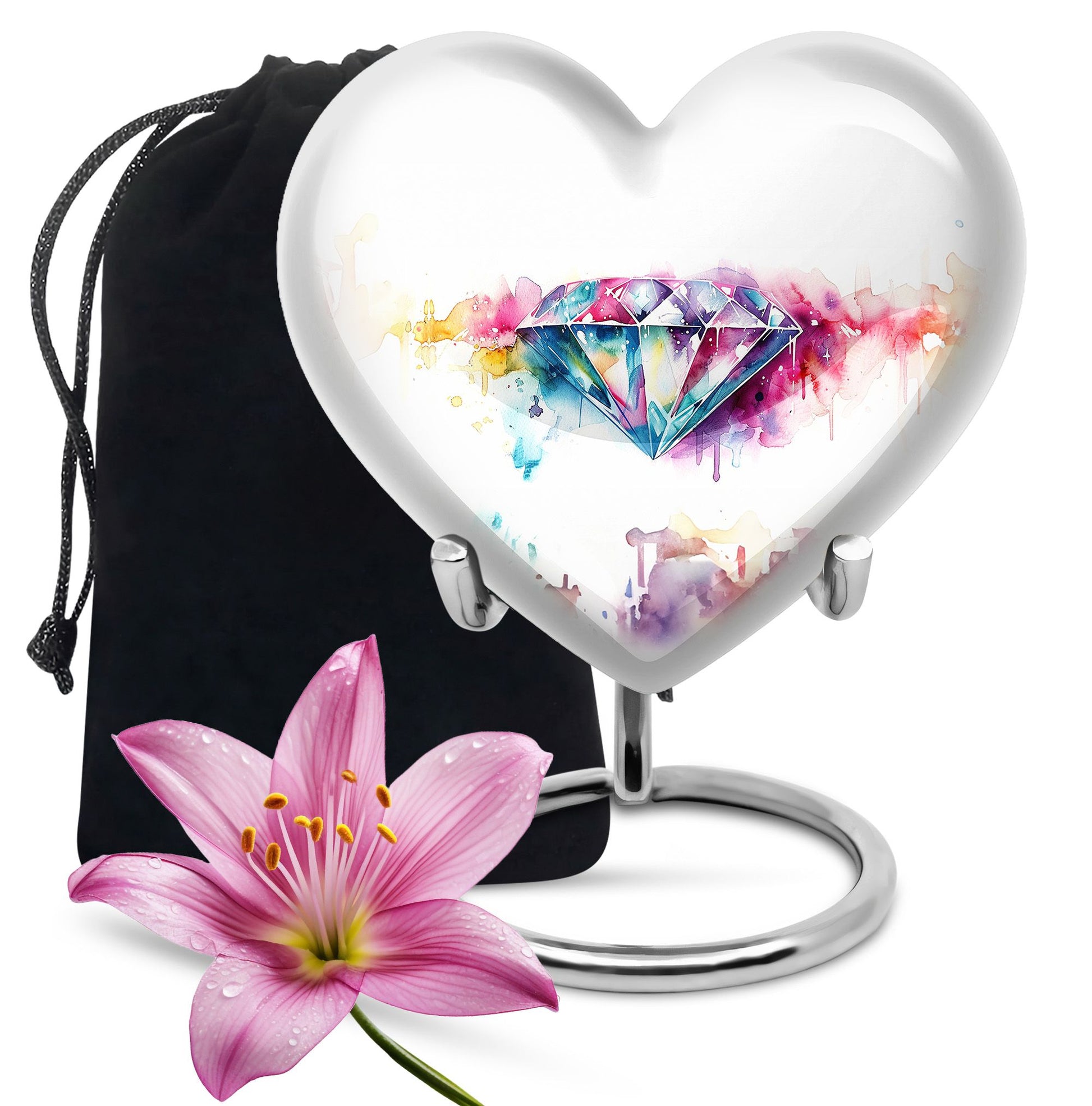 heart-shaped diamond urn