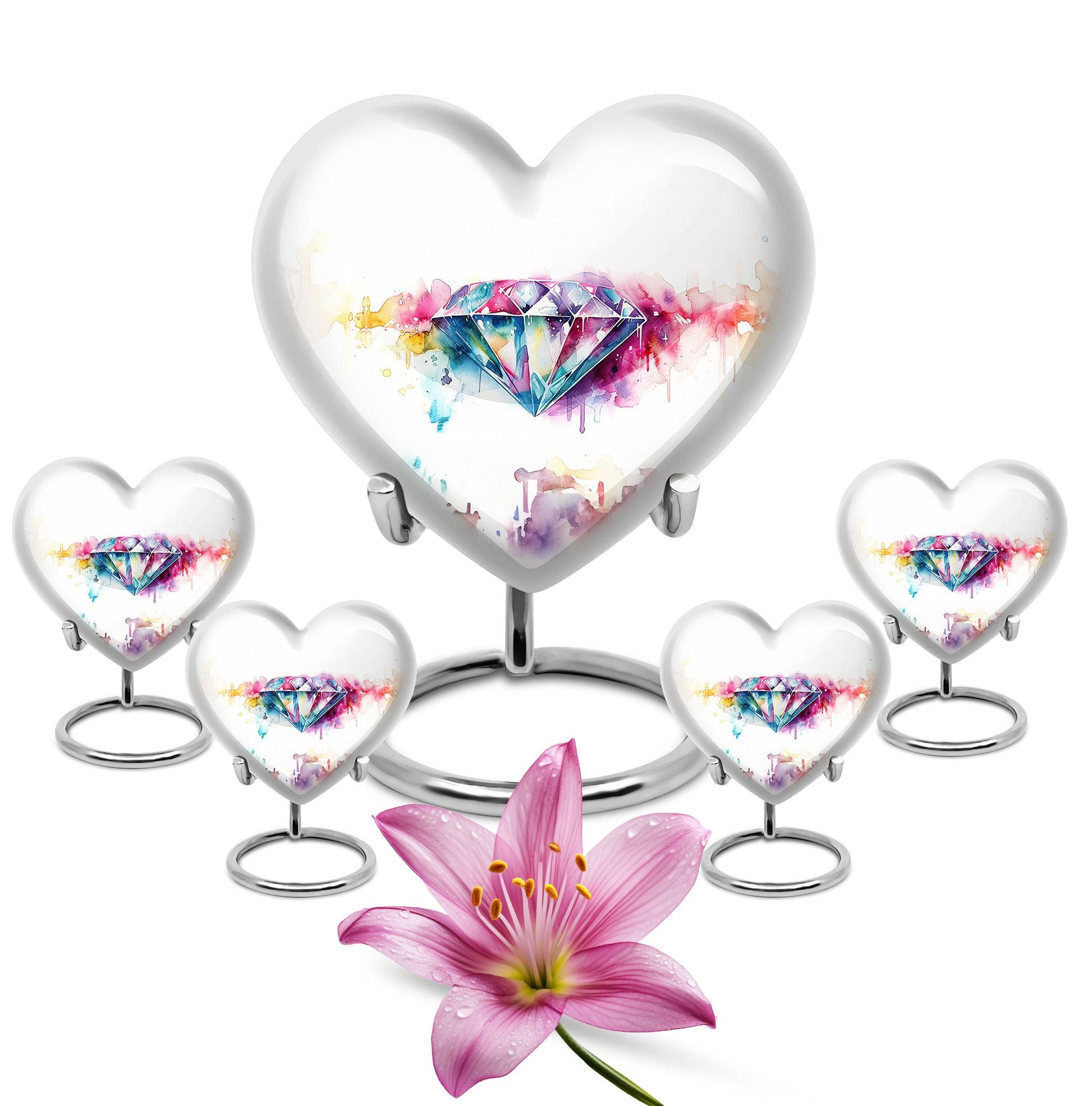 heart-shaped diamond urn