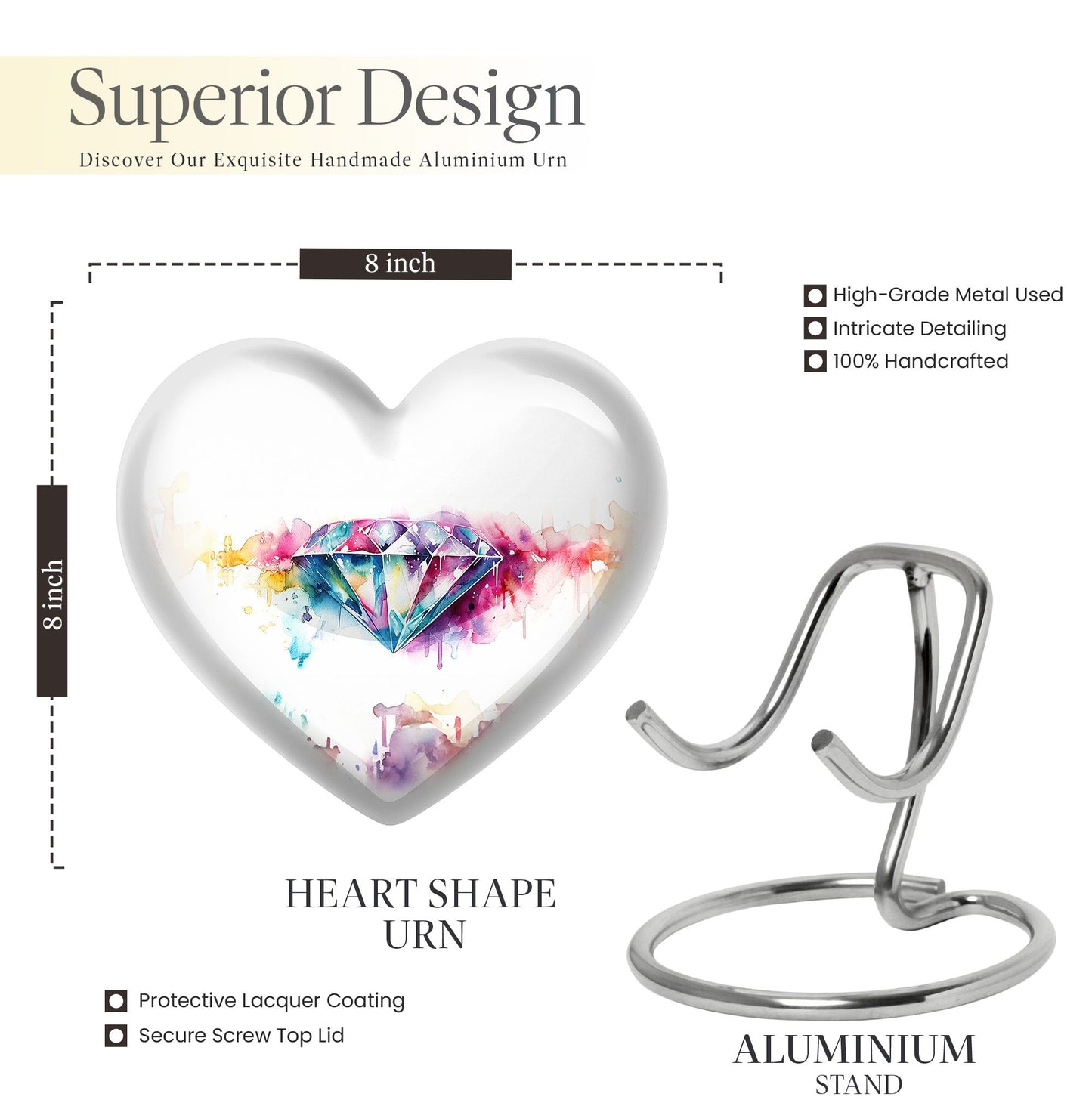 heart-shaped diamond urn