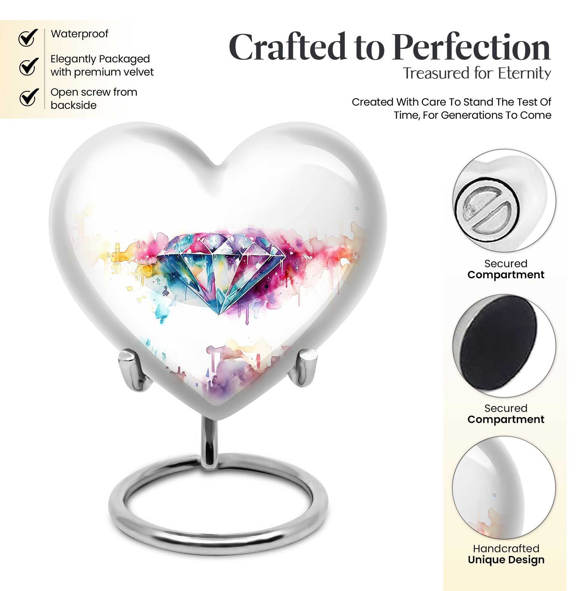 heart-shaped diamond urn