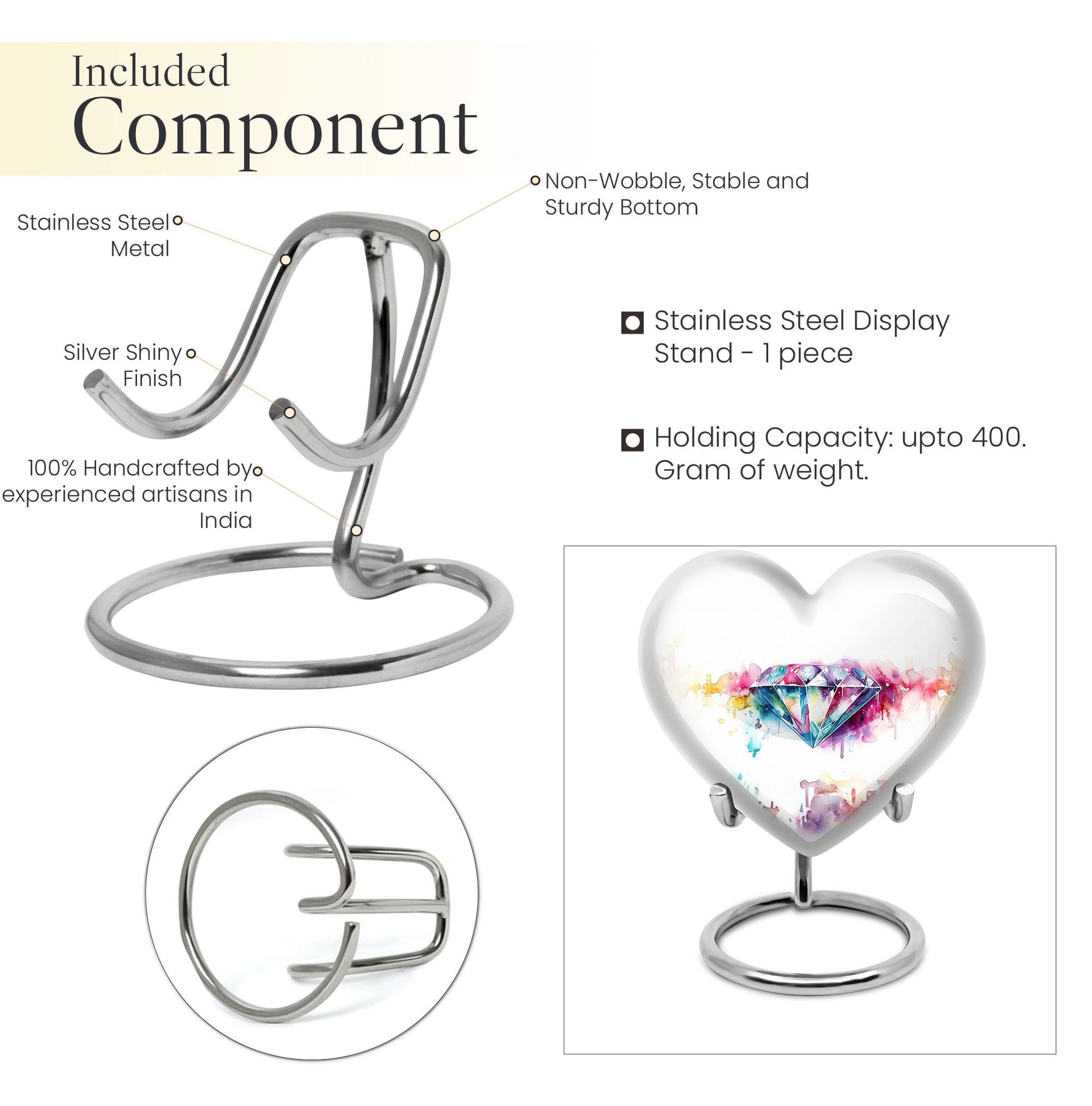 heart-shaped diamond urn