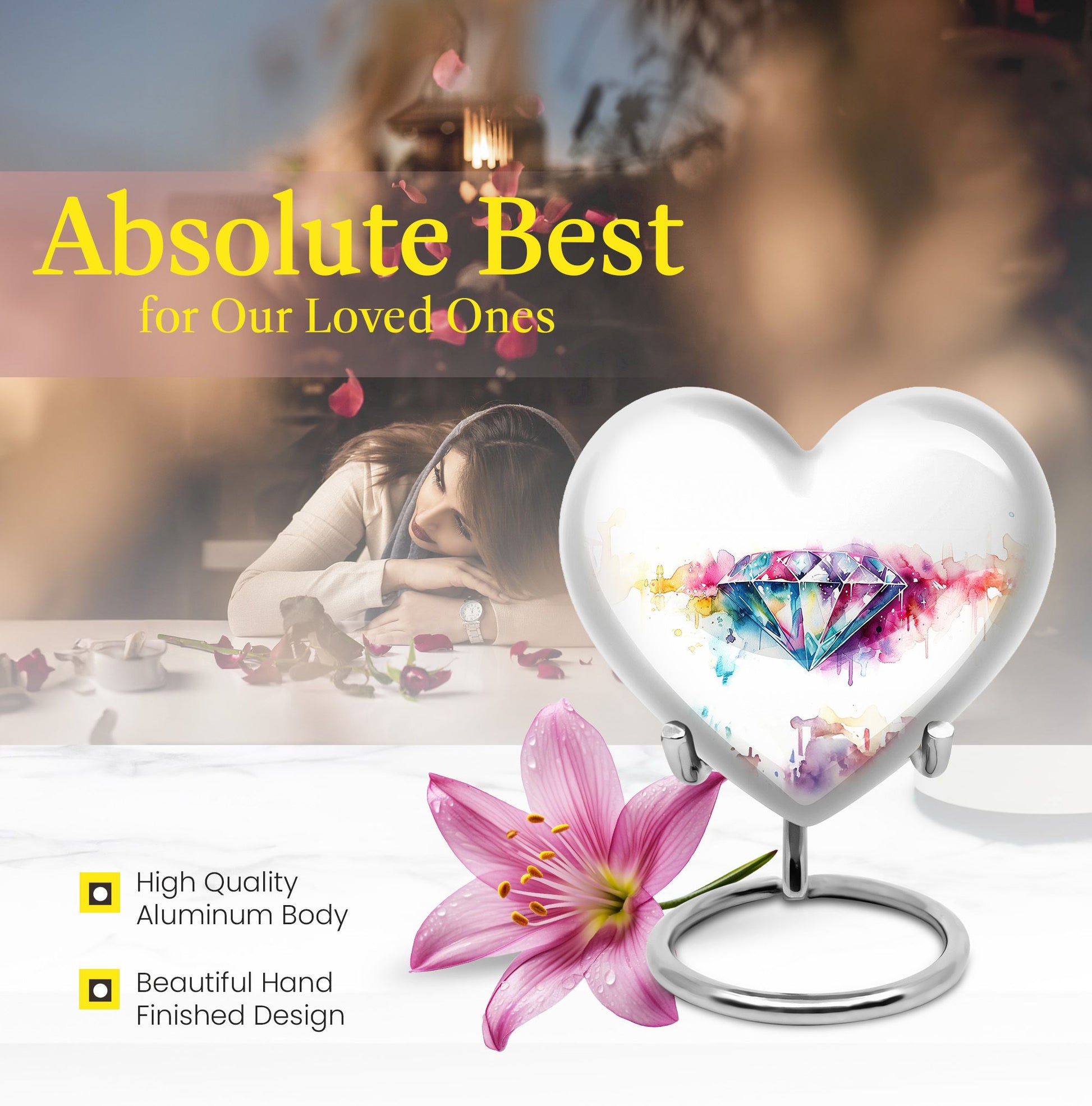 heart-shaped diamond urn