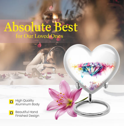 heart-shaped diamond urn