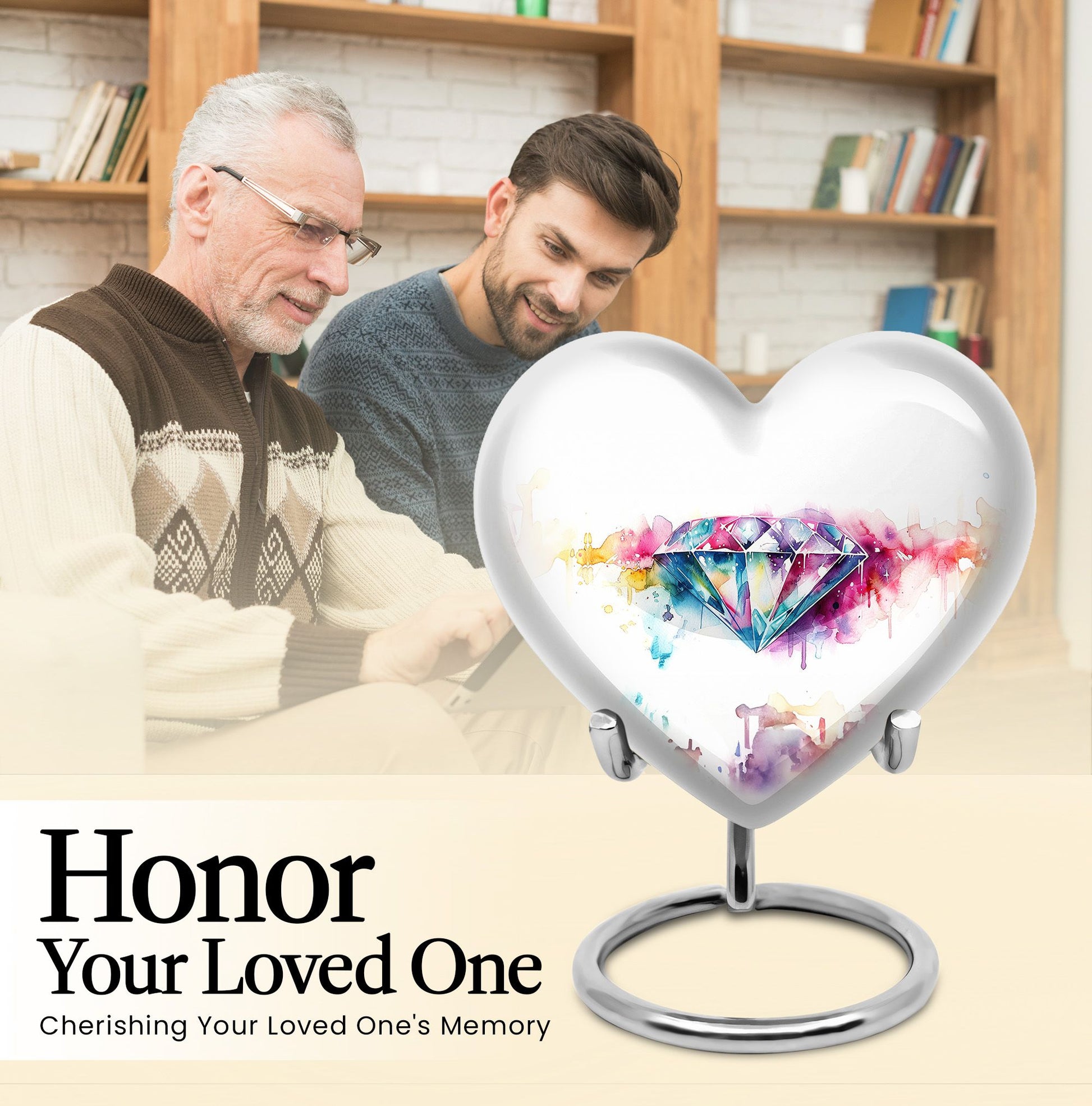 heart-shaped diamond urn