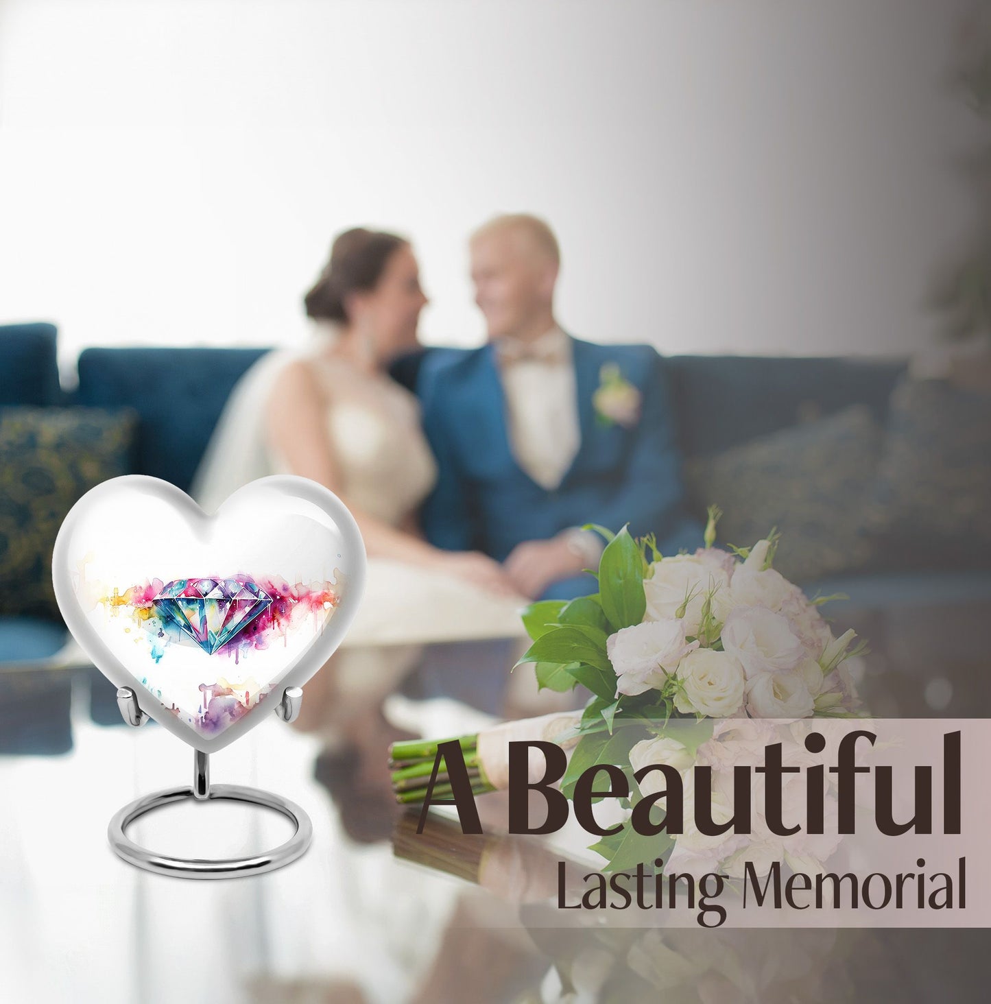 heart-shaped diamond urn