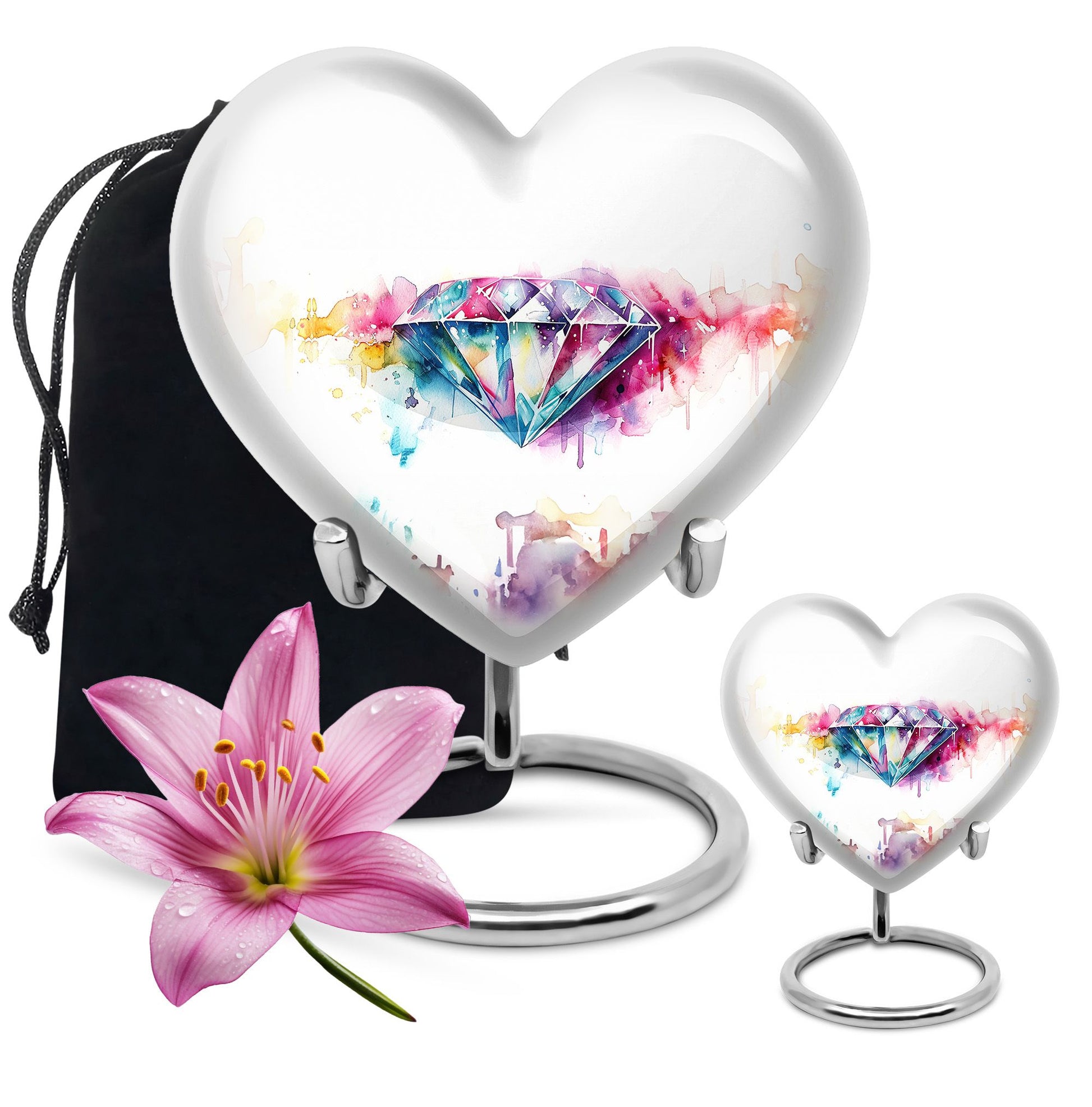 heart-shaped diamond urn