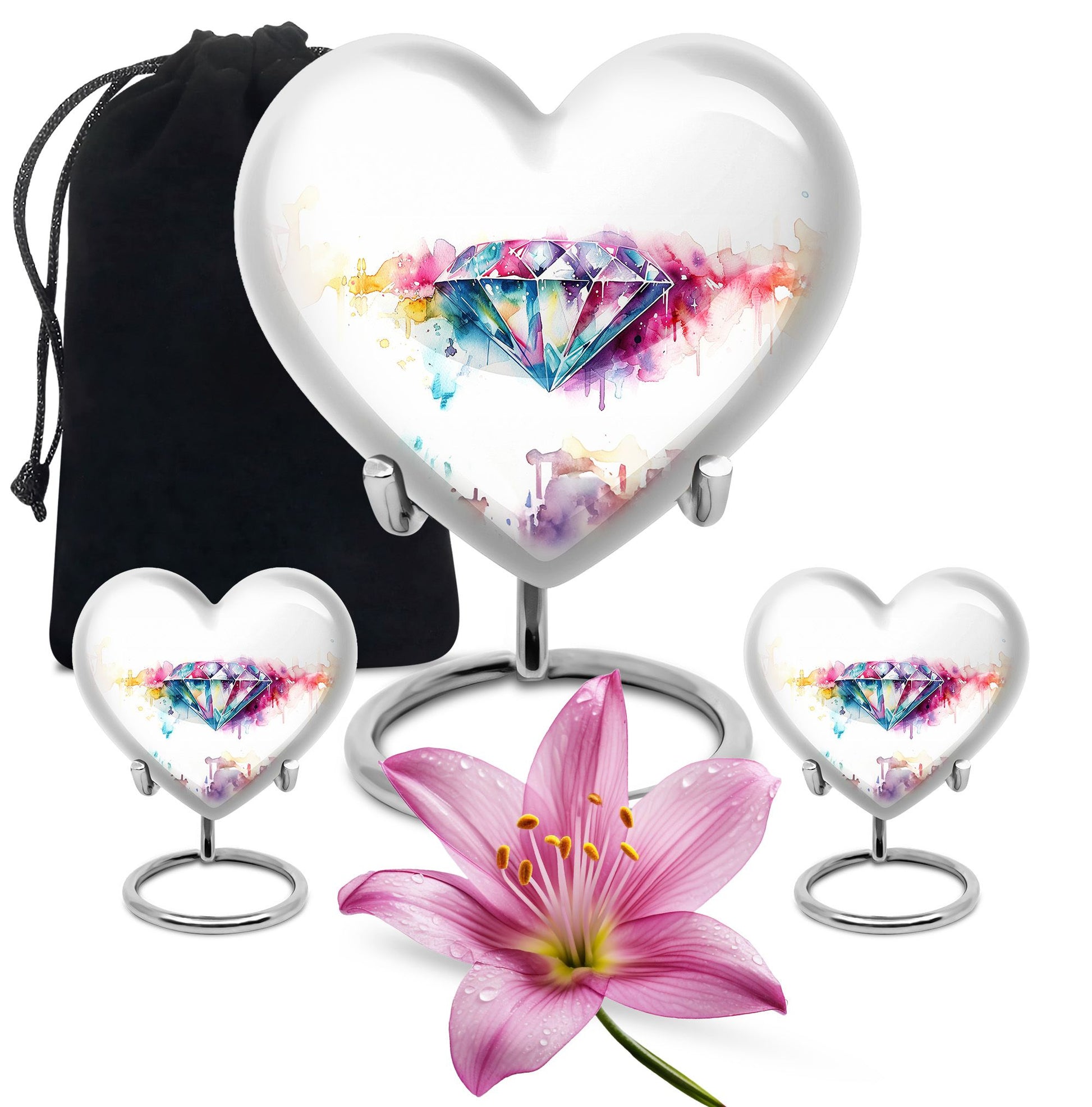 heart-shaped diamond urn