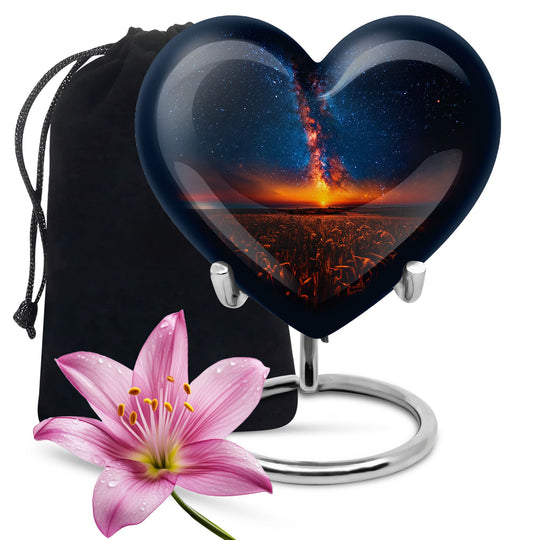 10-inch Galaxy Urn, heart-shaped memorial urn 