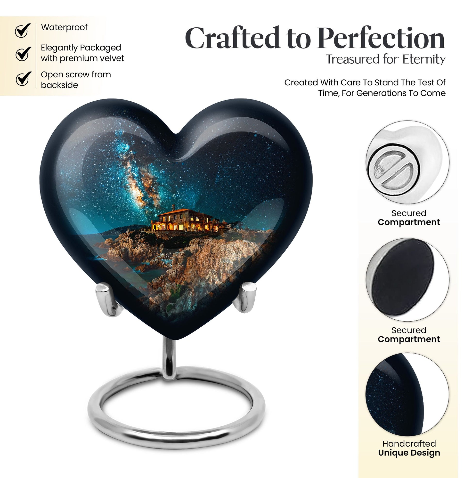 heart design large memorial urn for human ashes