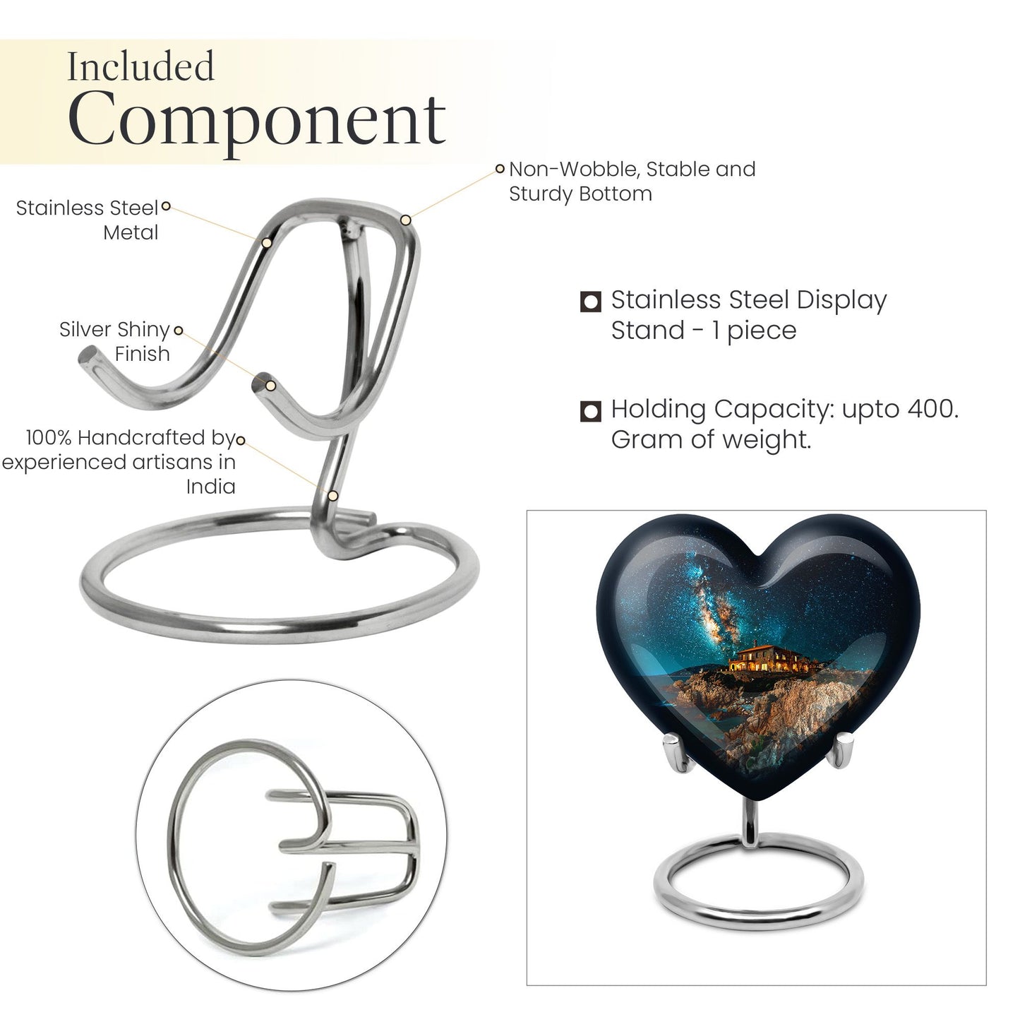 heart design large memorial urn for human ashes