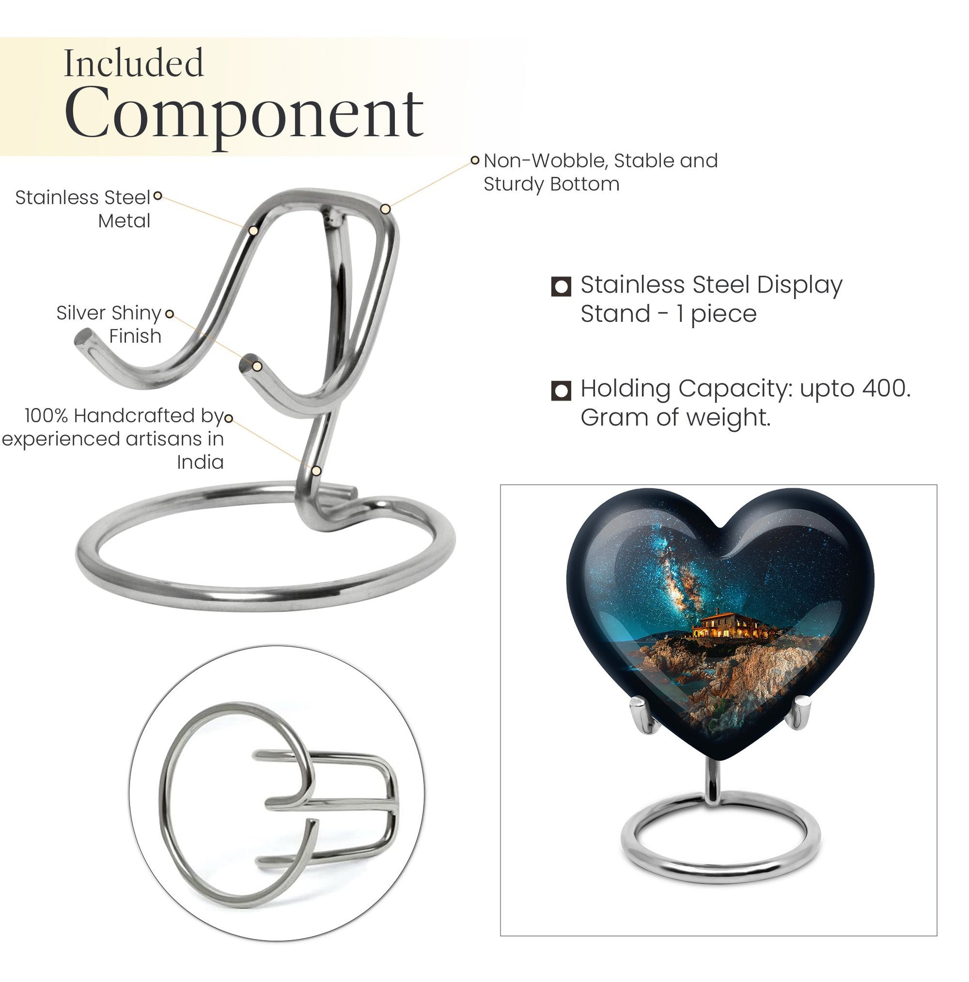 heart design large memorial urn for human ashes