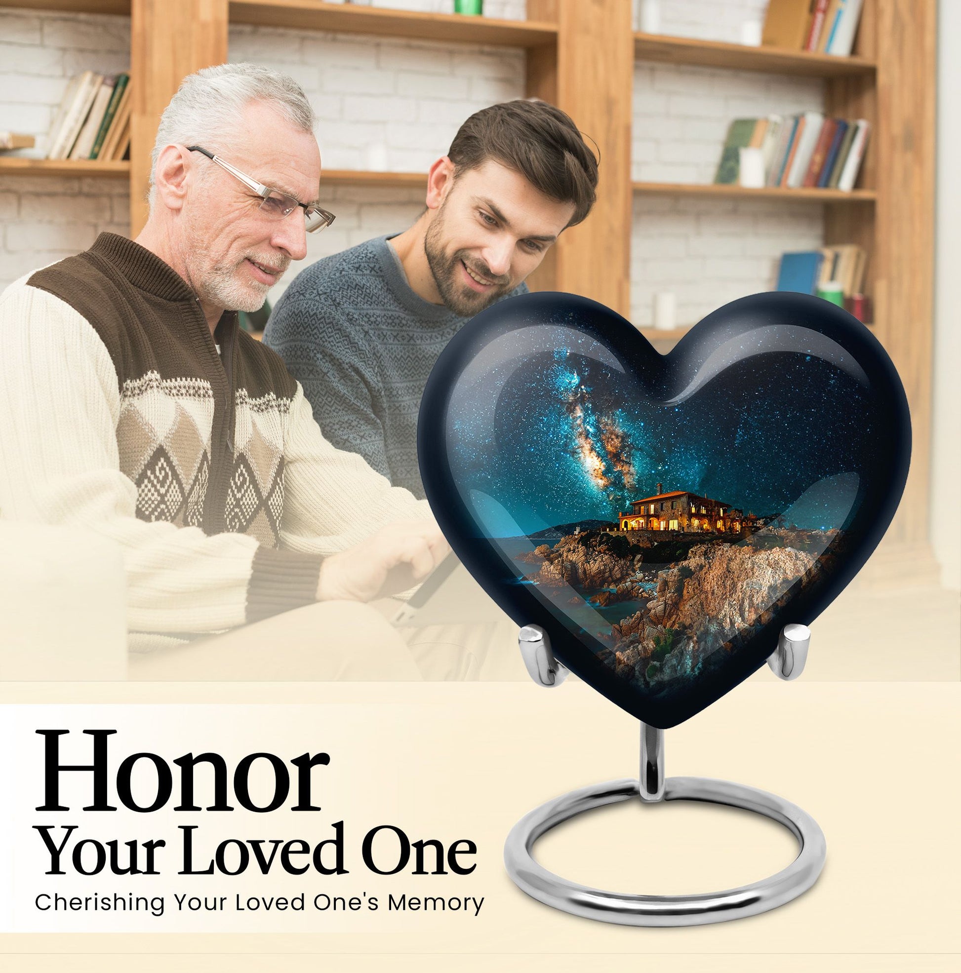 heart design large memorial urn for human ashes