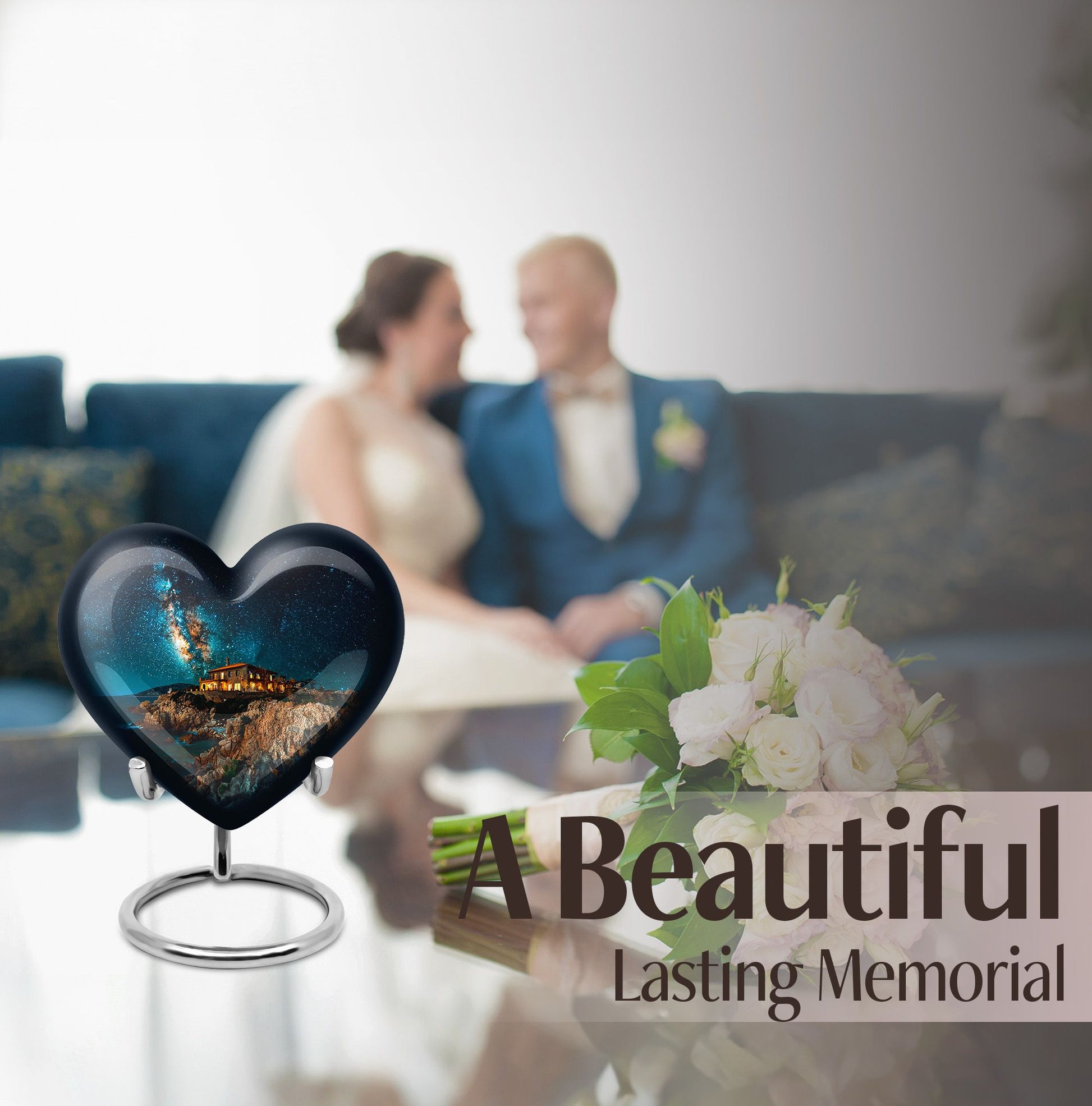 heart design large memorial urn for human ashes