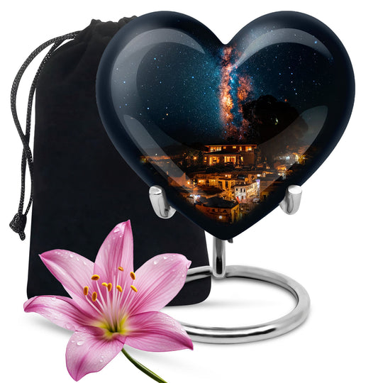 10-inch Galaxy Urn, heart design cremation urn