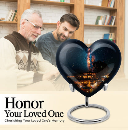 10-inch Galaxy Urn, heart design cremation urn