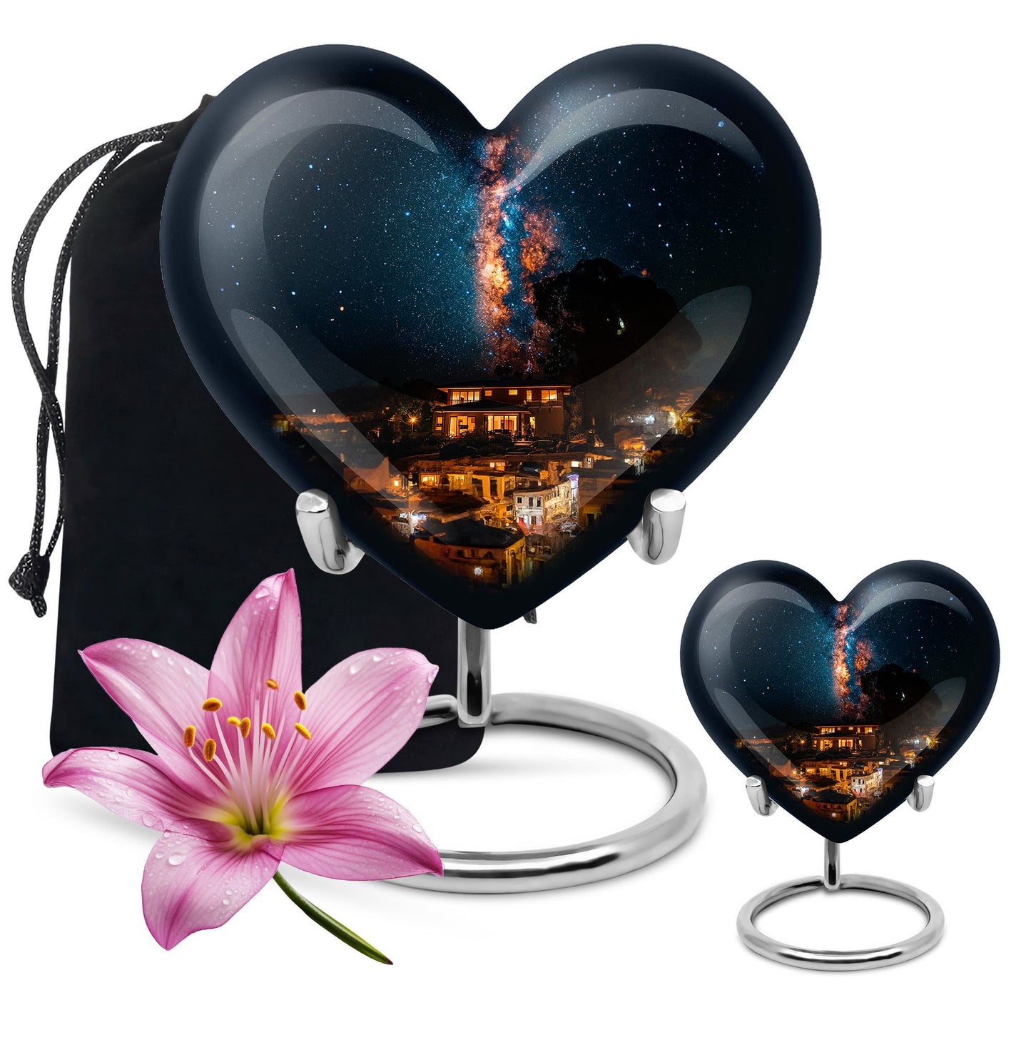 10-inch Galaxy Urn, heart design cremation urn