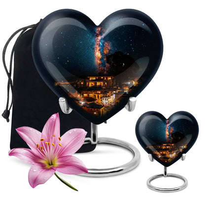 10-inch Galaxy Urn, heart design cremation urn