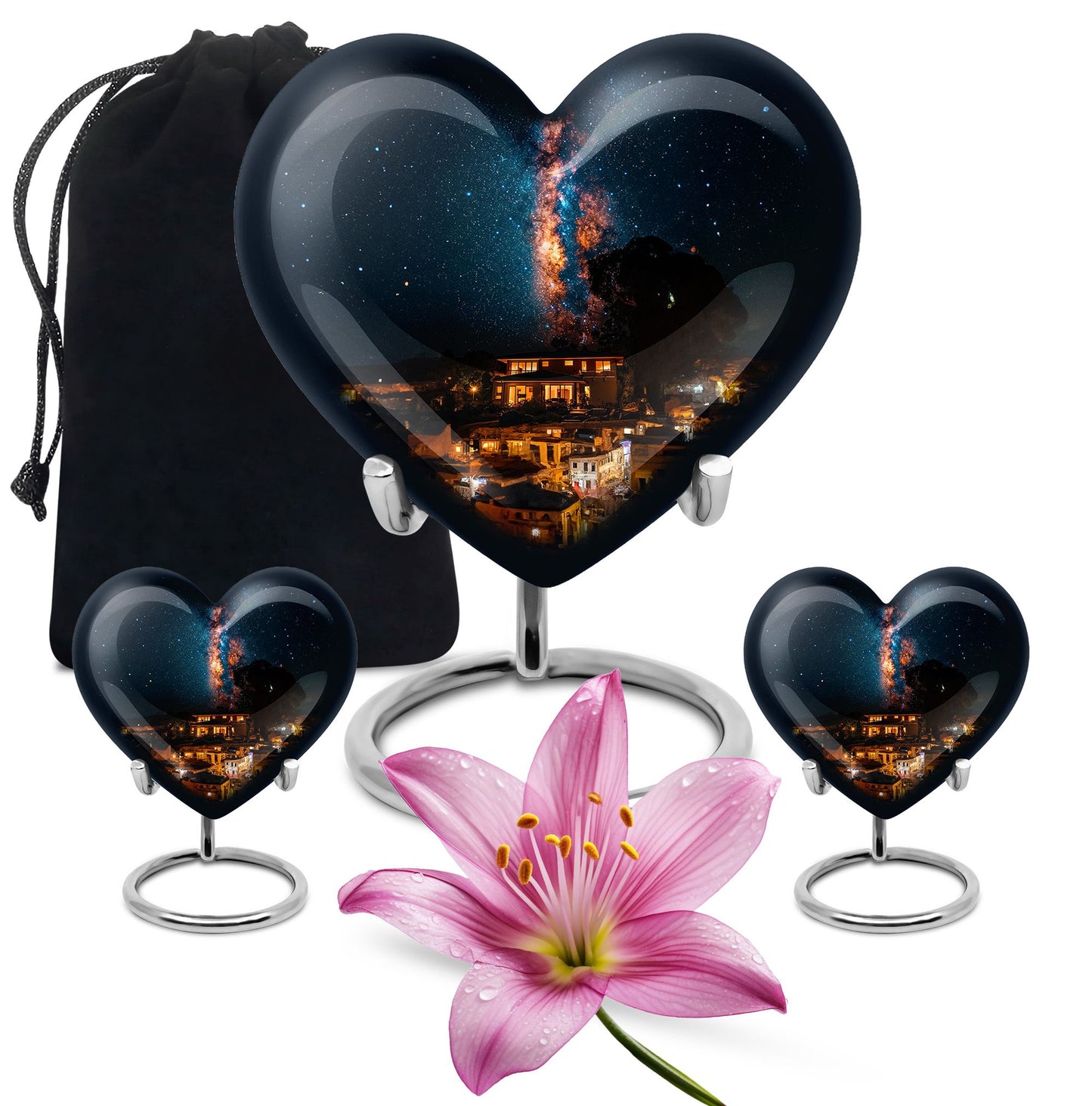 10-inch Galaxy Urn, heart design cremation urn
