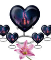 Galaxy design Heart Cremation Funeral Urn made of Aluminium, 10 inches with velvet pouch