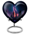 Galaxy design Heart Cremation Funeral Urn made of Aluminium, 10 inches with velvet pouch