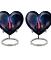 Galaxy design Heart Cremation Funeral Urn made of Aluminium, 10 inches with velvet pouch