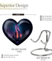 Galaxy design Heart Cremation Funeral Urn made of Aluminium, 10 inches with velvet pouch