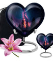 Galaxy design Heart Cremation Funeral Urn made of Aluminium, 10 inches with velvet pouch