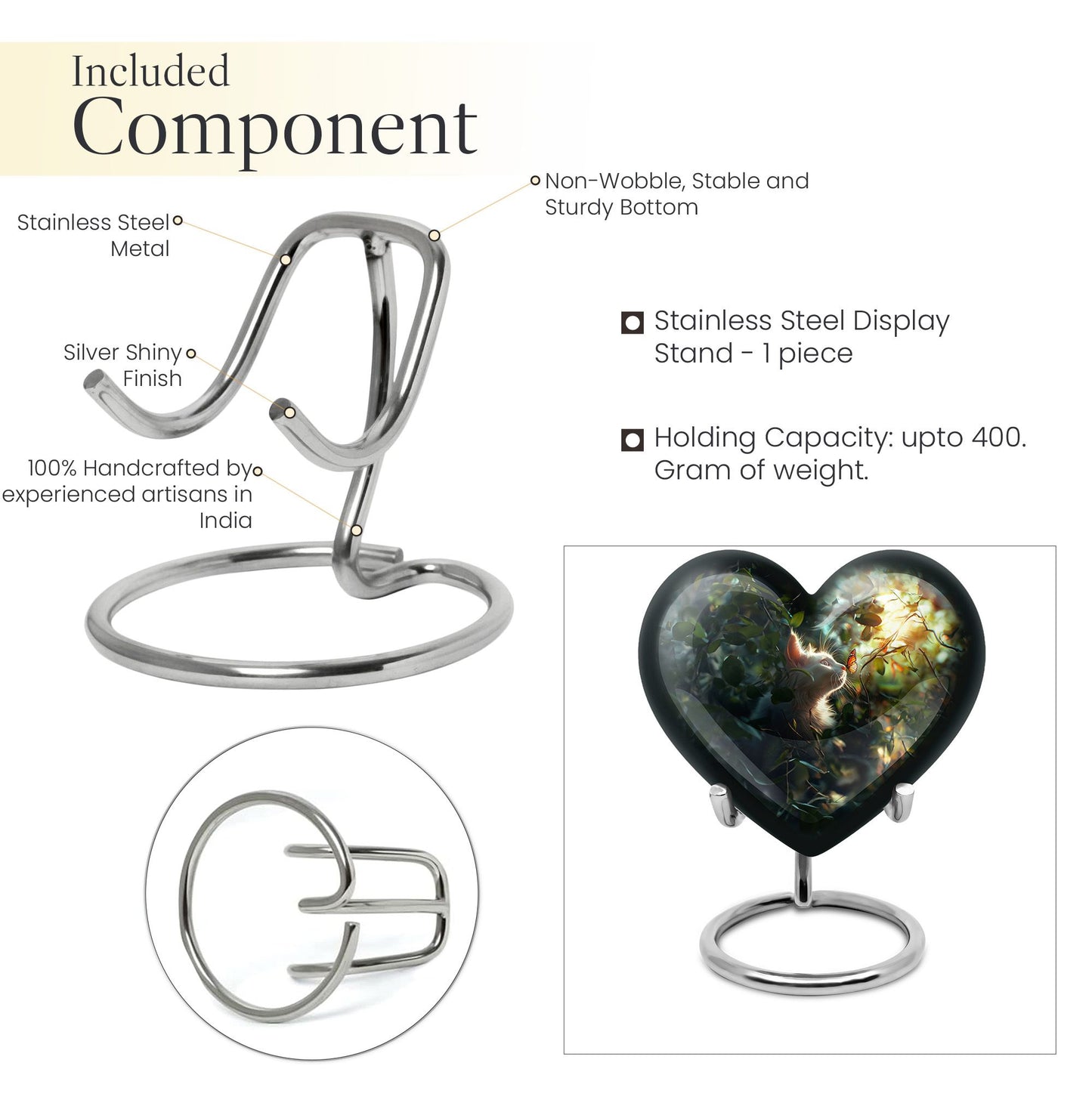 white cat heart urn for ashes