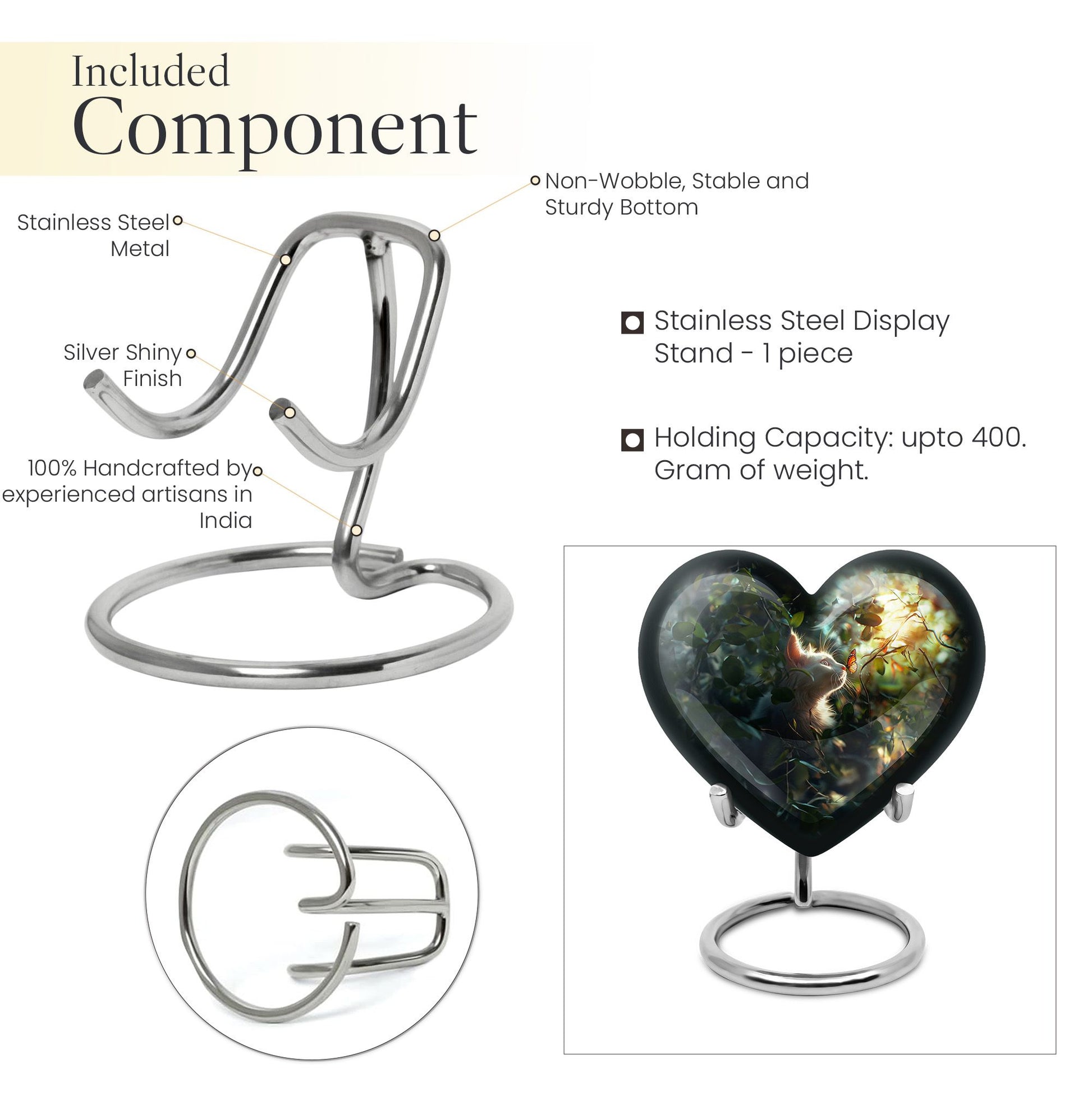white cat heart urn for ashes