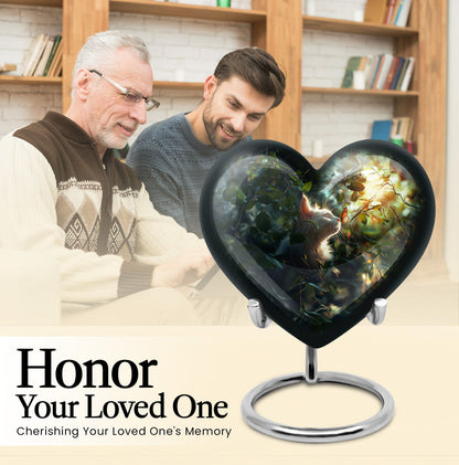 white cat heart urn for ashes