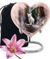 10-inch heart-shaped bespoke white cat urn 