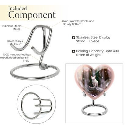 10-inch heart-shaped bespoke white cat urn 