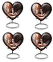 White cat heart-shaped, medium aluminium urn for human ashes with customization option